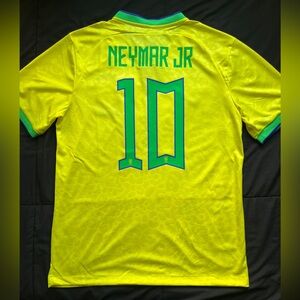 Neymar Jr #10 Brazil Retro Yellow Large Soccer Jersey 2022 Kit L